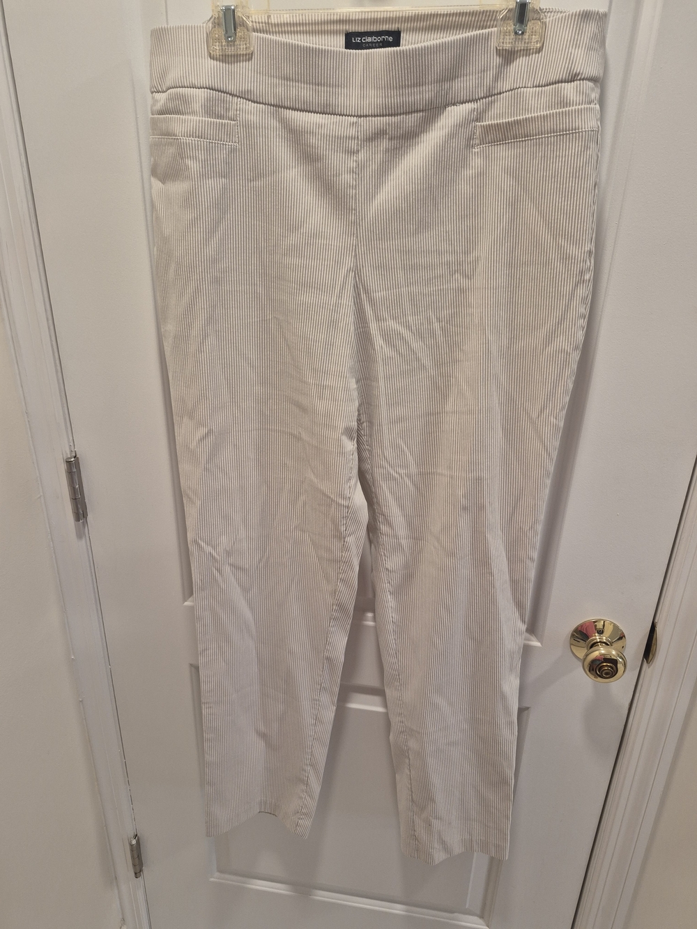 Liz Claiborne Light Beige Pinstripe Straight Dress Pants